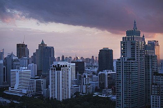 日落,上方,曼谷,泰国