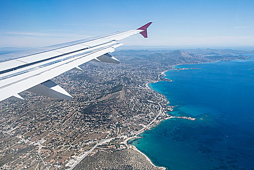 风景,飞机,希腊群岛,接近,雅典,希腊,欧洲