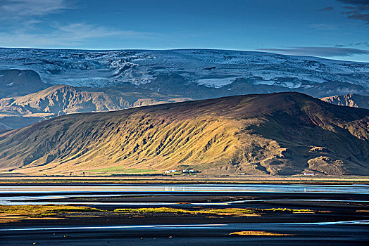 风景,晴朗,遥远,戴尔赫拉伊,冰岛