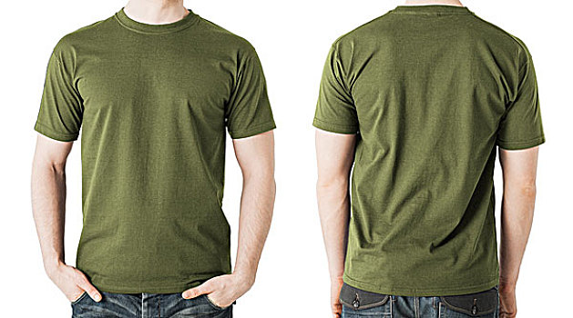 衣服,设计,概念,男人,留白,卡其布,绿色,t恤,正面,背面视角