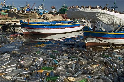 垃圾,港口,的黎波里,利比亚