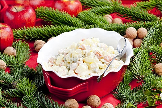 传统,捷克,圣诞节,土豆沙拉