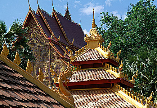 老挝,万象,塔銮寺,寺院,庙宇,屋顶,建筑