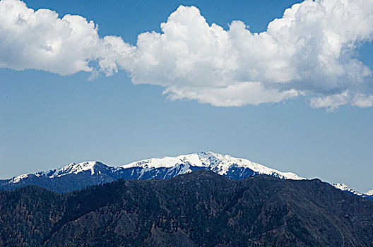 云,上方,积雪,山,查谟-克什米尔邦,印度