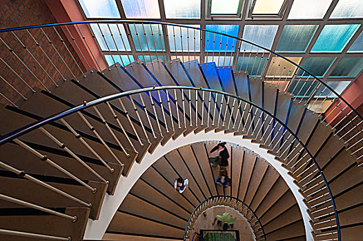楼梯,20世纪50年代,纽伦堡,中间,弗兰克尼亚,巴伐利亚,德国,欧洲