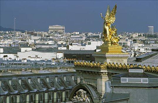 法国,巴黎,加尼叶,金色,雕塑