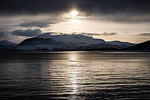 日落,罗弗敦群岛,挪威