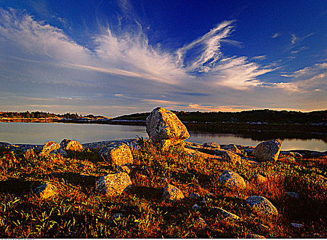 日落,靠近,佩姬湾,新斯科舍省,加拿大