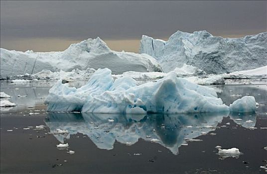 冰山,极地,夜晚,迪斯科湾,靠近,伊路利萨特,西部,格陵兰