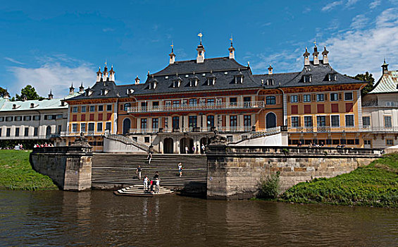 水,宫殿,城堡,前景,地区,德累斯顿,萨克森,德国,欧洲