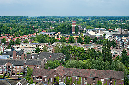 风景,上方,荷兰,城镇
