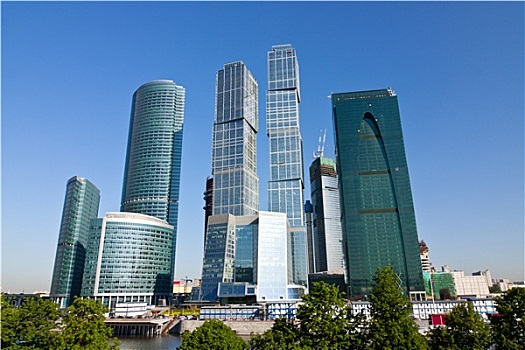 摩天大楼,莫斯科,城市,蓝天