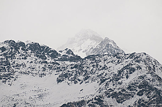 积雪,模糊,山脉,尼泊尔