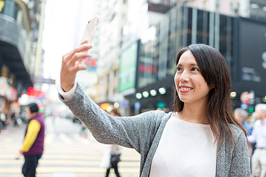 美女,拿,手机,香港