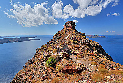 城堡,石头,高处,伊莫洛维里,圣特林,锡拉岛,基克拉迪群岛,爱琴海岛屿,爱琴海,希腊