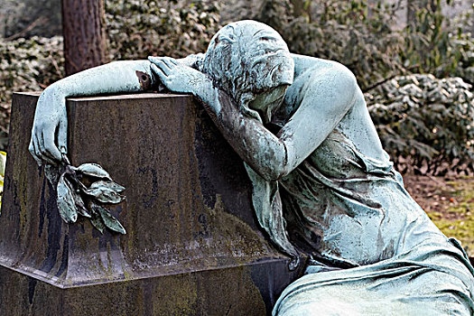 雕塑,悲恸,女人,历史,墓地,纪念建筑,北莱茵-威斯特伐利亚,德国,欧洲
