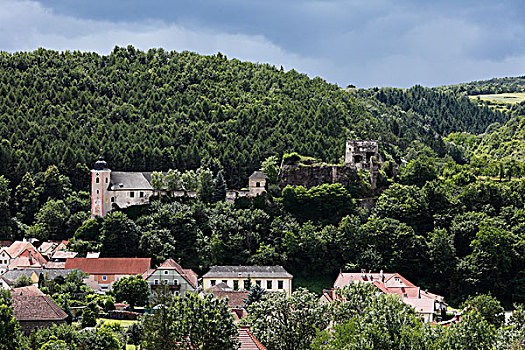 教堂,城堡,遗址,克雷姆斯,瓦绍,下奥地利州,奥地利,欧洲
