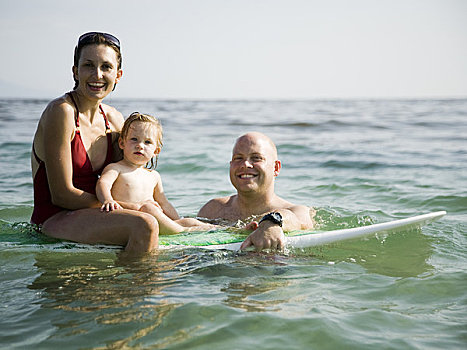 家庭,海洋,冲浪板