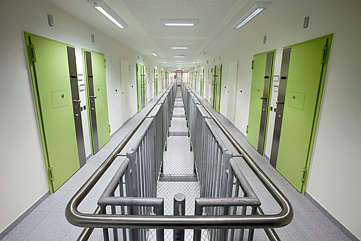 走廊,门,监狱,杜塞尔多夫,北莱茵威斯特伐利亚,德国,欧洲