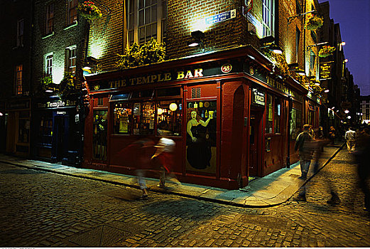 圣殿酒吧,区域,黄昏,都柏林,爱尔兰