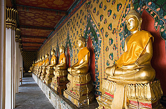 金色,佛像,郑王庙,庙宇,曼谷,泰国,亚洲