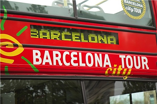 巴塞罗那,旅游,红色公交车
