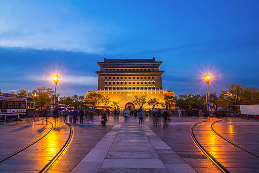 北京前门大街正阳门夜景