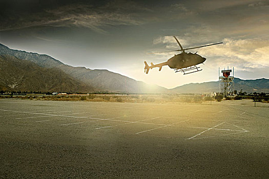 直升飞机,降落,棕榈泉,加利福尼亚,美国