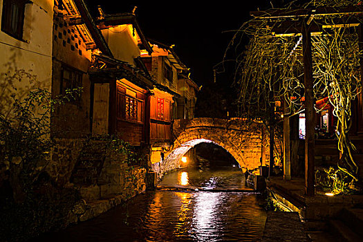 云南,丽江古城,夜景