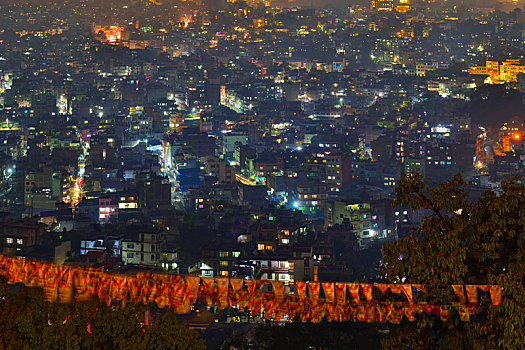 尼泊尔加德满都夜景
