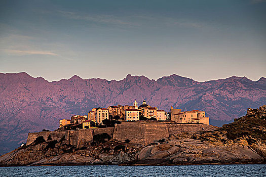 风景,海洋,海岬,黄昏,科西嘉岛,法国