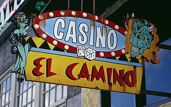 霓虹标识,赌场,德克萨斯,美国