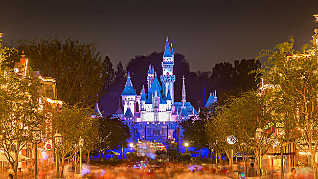 睡觉,漂亮,城堡,夜晚,迪士尼乐园,公园,胜地,阿纳海姆,加利福尼亚,美国,北美