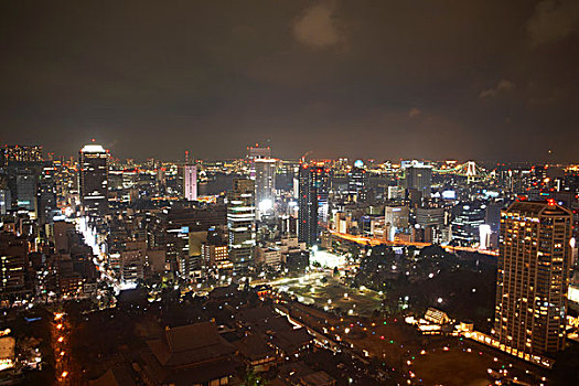 摩天大楼,城市,夜晚,东京,日本
