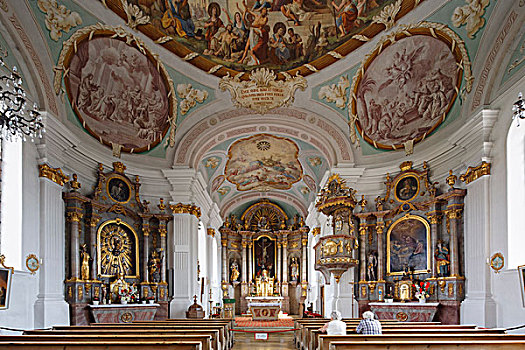 教区教堂,圣尼古拉斯,陆地,上巴伐利亚,巴伐利亚,德国,欧洲