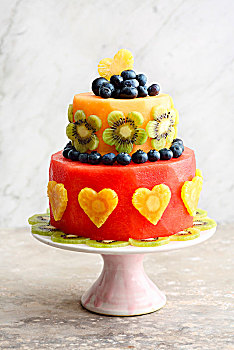 水果蛋糕,猕猴桃,菠萝,瓜