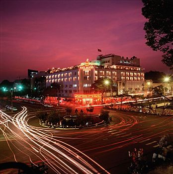 越南,西贡,酒店,黄昏