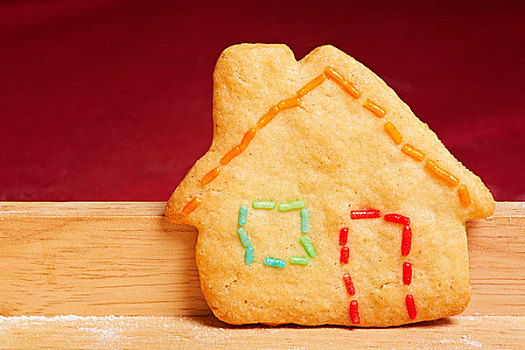 彩色,饼干,房子,碎屑,轮廓