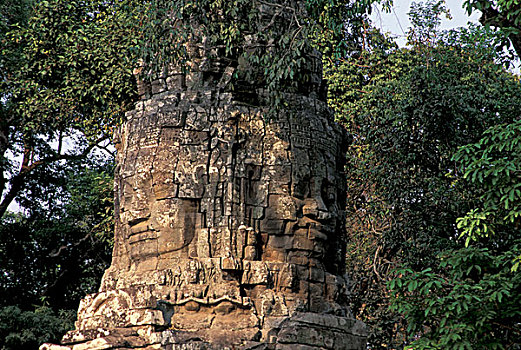 亚洲,柬埔寨,收获,巨大,石刻,塔普伦寺