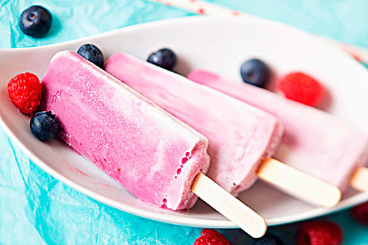 蓝莓,树莓,冰棍