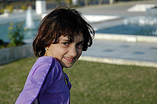 头像,微笑,女孩,卡拉奇,巴基斯坦,2005年