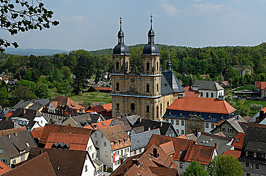 风景,巴洛克,大教堂,建筑师,上弗兰科尼亚,巴伐利亚,德国,欧洲