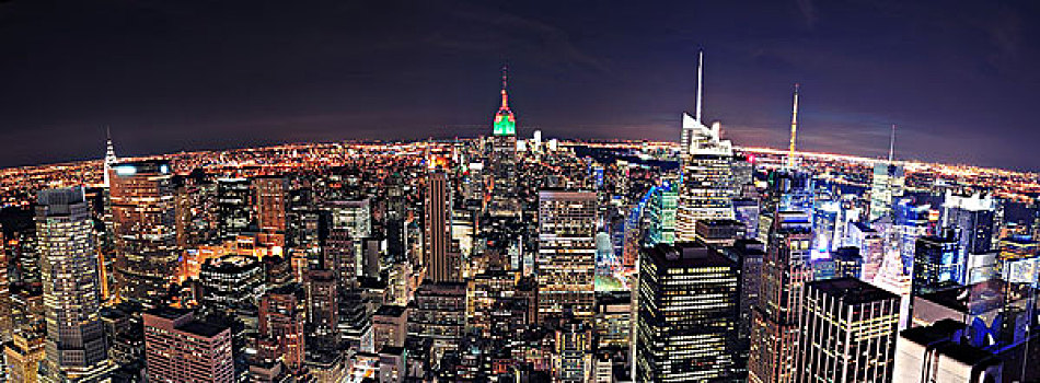 纽约,曼哈顿,天际线,俯视,全景
