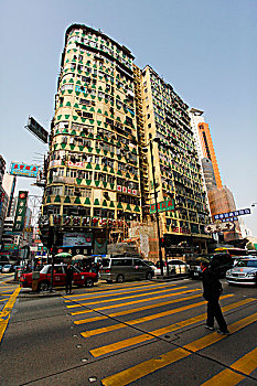 香港,商场,大厦,大楼,人行道,过马路,老建筑