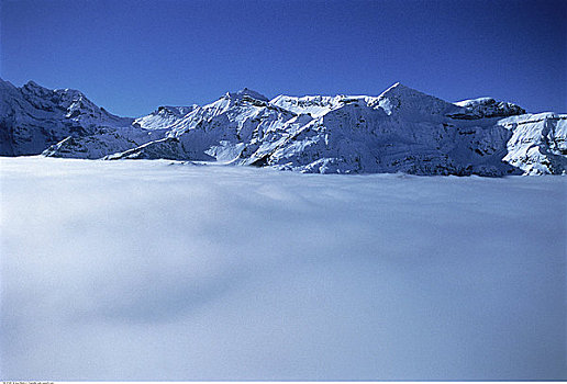 山顶,云,少女峰,瑞士