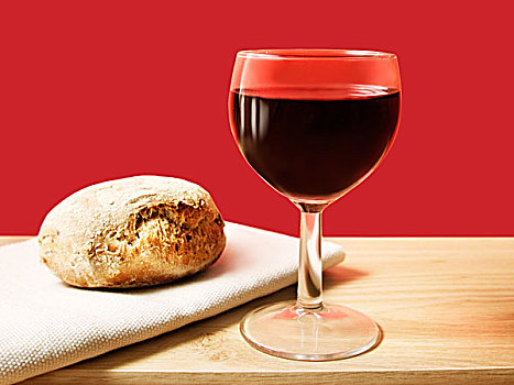 红酒杯,小,圆,面包块