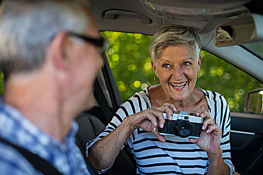 老年,女人,摄影,男人,汽车,愉悦