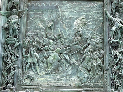 比萨,中央教堂,精致,门,青铜