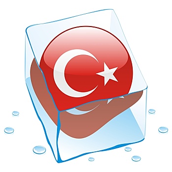 土耳其,旗帜,冰冻,冰块