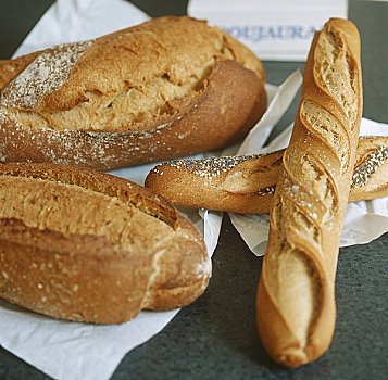 四个,不同,法式面包